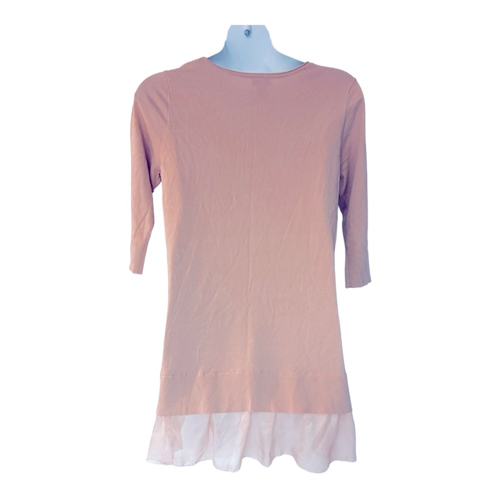 Monroe & Main Flutter Hem Light Sweater Blush Pink Hi Low Romantic Tunic Top - Picture 7 of 16